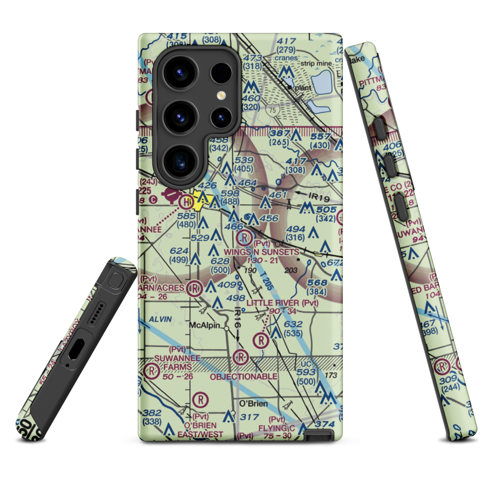Wings N Sunsets LLC Airport (FL07) VFR Sectional Samsung Phone Case Samsung Galaxy S24 Ultra model shown
