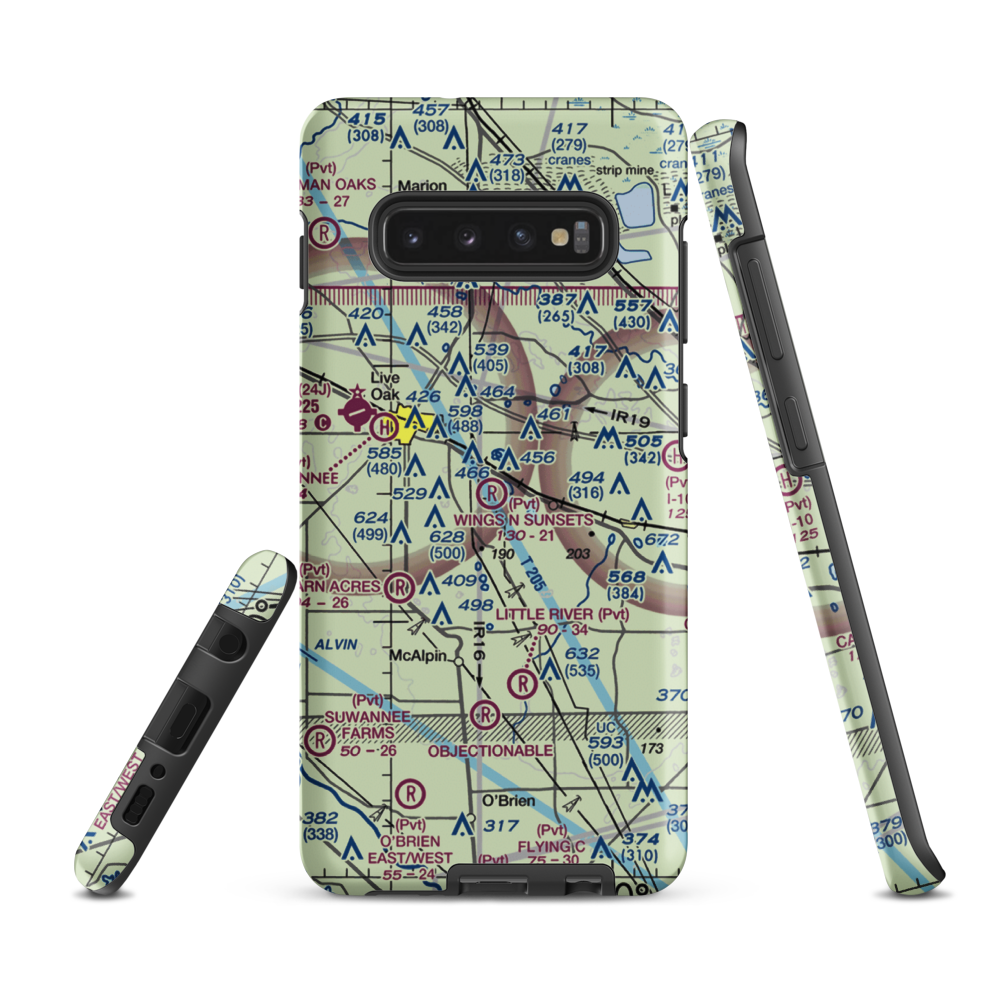 Wings N Sunsets LLC Airport (FL07) VFR Sectional Samsung Phone Case Samsung Galaxy S10e model shown
