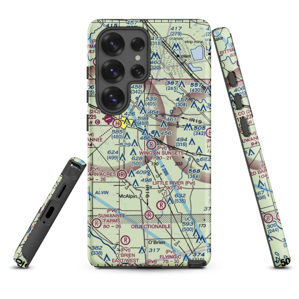 Wings N Sunsets LLC Airport (FL07) VFR Sectional Samsung Phone Case Samsung Galaxy S25 Ultra model shown