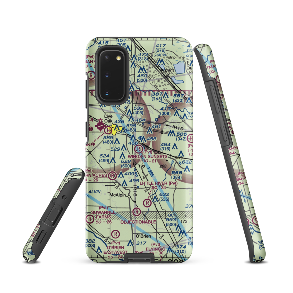 Wings N Sunsets LLC Airport (FL07) VFR Sectional Samsung Phone Case Samsung Galaxy S20 model shown