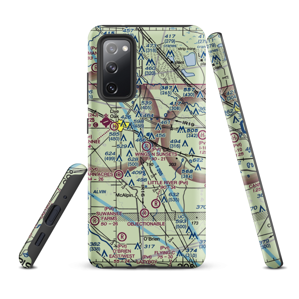 Wings N Sunsets LLC Airport (FL07) VFR Sectional Samsung Phone Case Samsung Galaxy S20 FE model shown