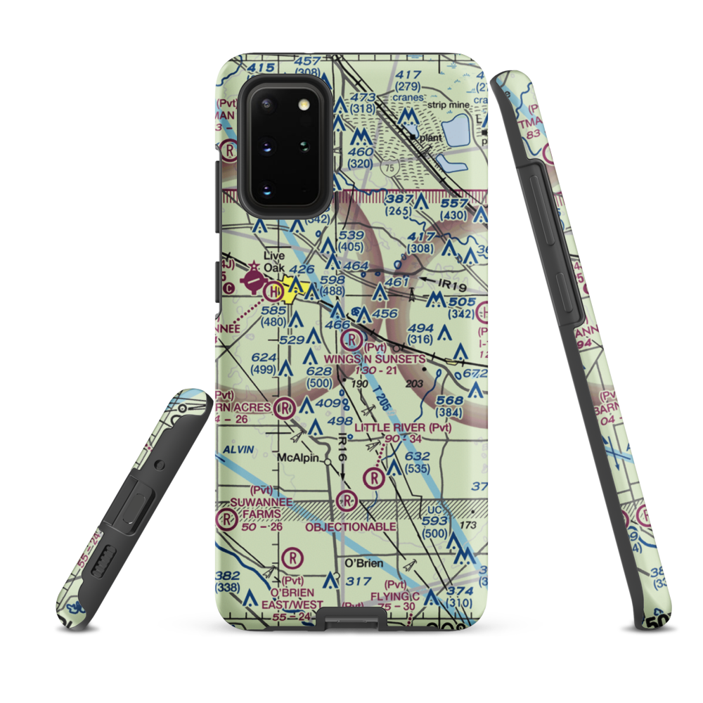 Wings N Sunsets LLC Airport (FL07) VFR Sectional Samsung Phone Case Samsung Galaxy S20 Plus model shown