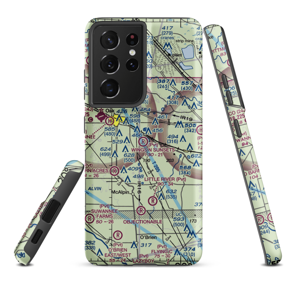 Wings N Sunsets LLC Airport (FL07) VFR Sectional Samsung Phone Case Samsung Galaxy S21 Ultra model shown