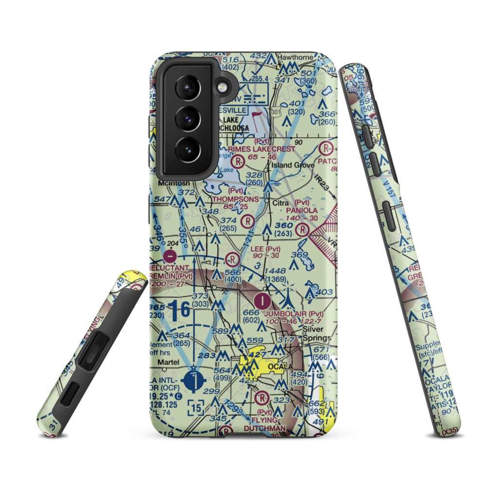 Wings-N-Wheels Airport (FA50) VFR Sectional Samsung Phone Case Samsung Galaxy S21 FE model shown