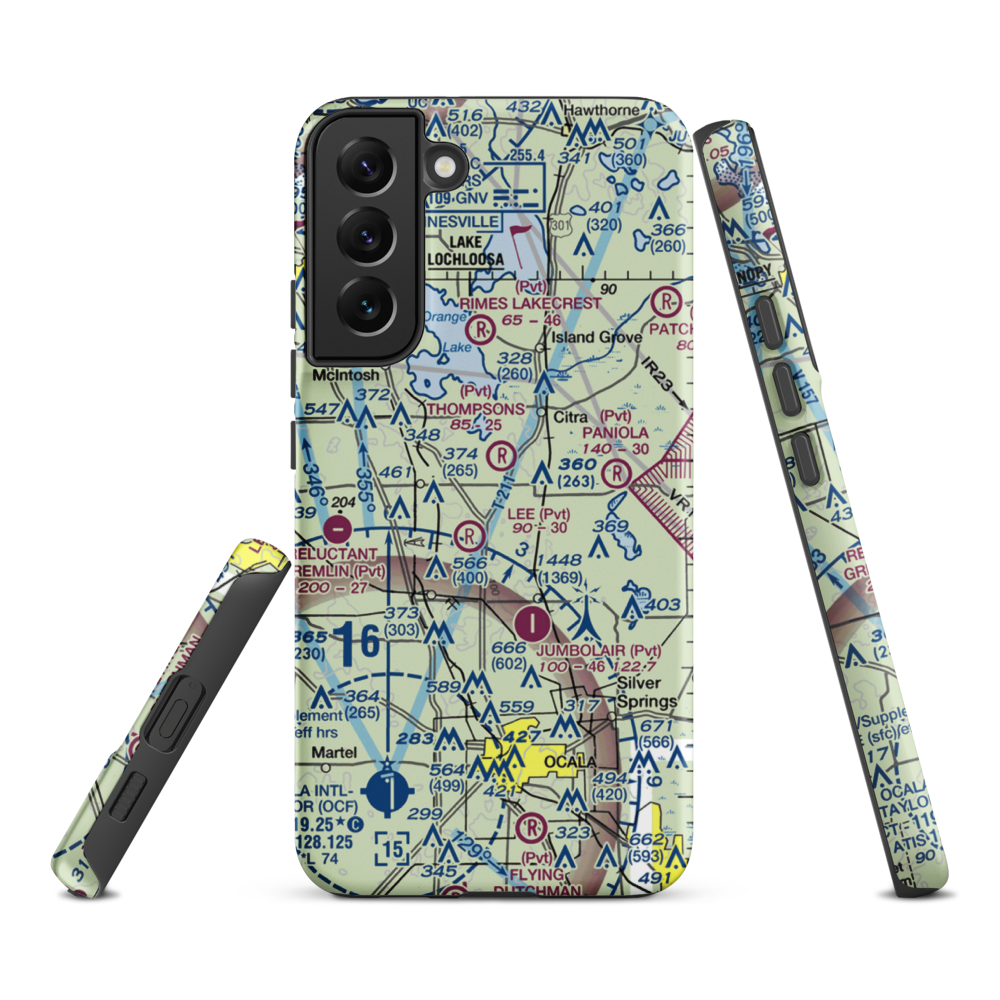 Wings-N-Wheels Airport (FA50) VFR Sectional Samsung Phone Case Samsung Galaxy S22 Plus model shown
