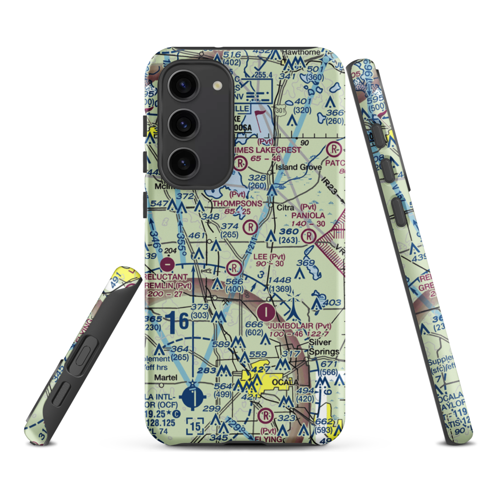 Wings-N-Wheels Airport (FA50) VFR Sectional Samsung Phone Case Samsung Galaxy S23 Plus model shown