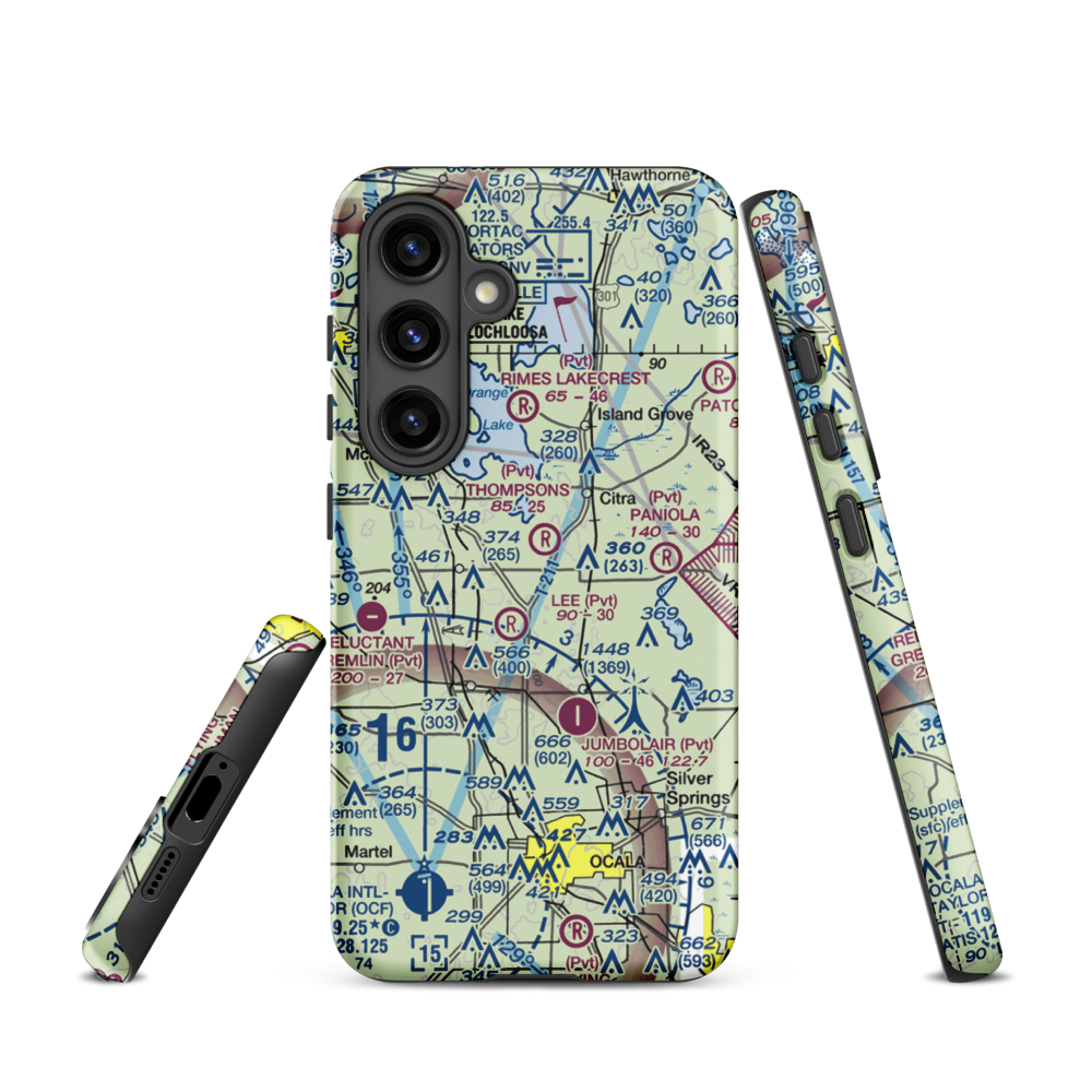 Wings-N-Wheels Airport (FA50) VFR Sectional Samsung Phone Case Samsung Galaxy S24 model shown