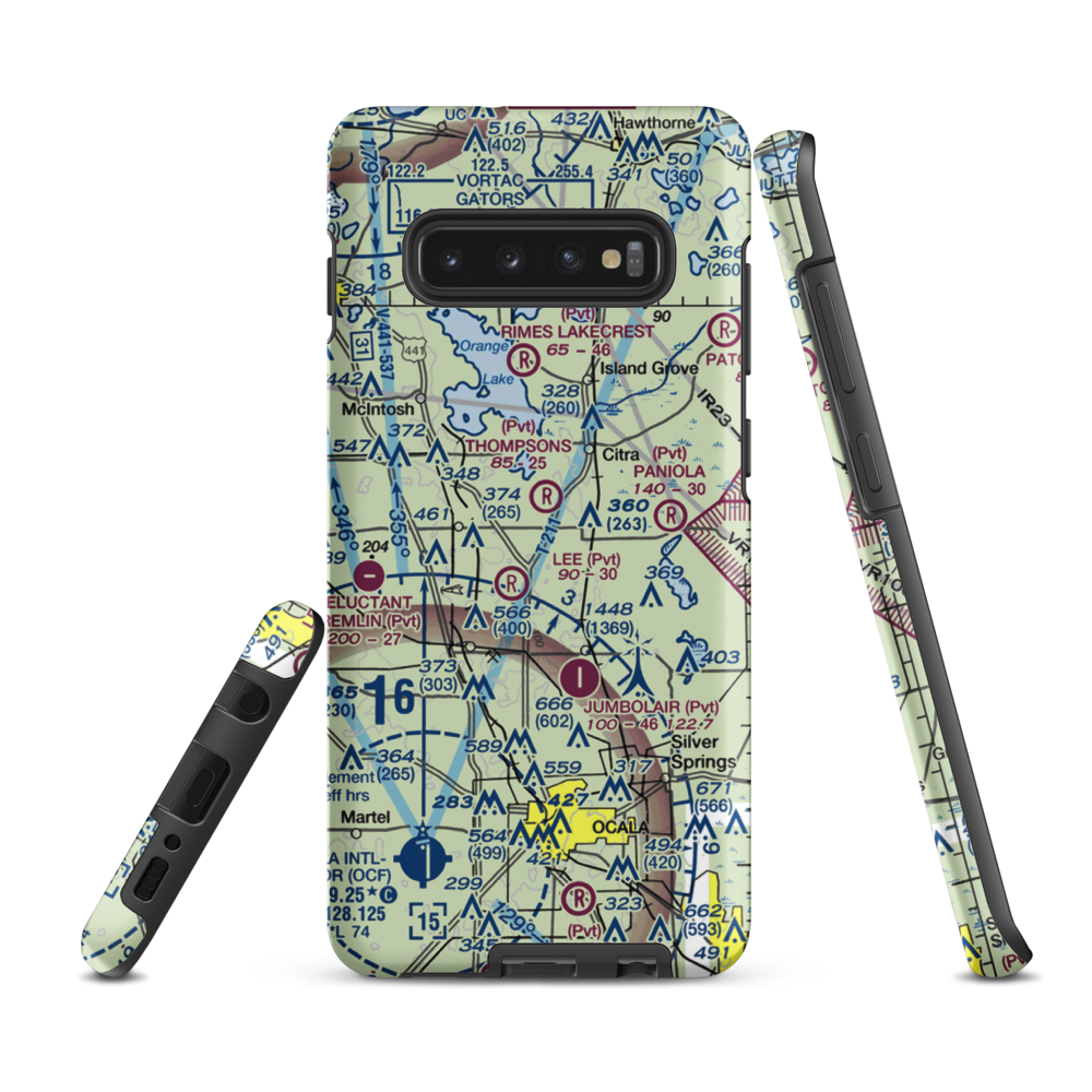 Wings-N-Wheels Airport (FA50) VFR Sectional Samsung Phone Case Samsung Galaxy S10 Plus model shown