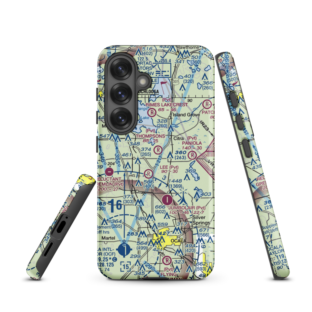 Wings-N-Wheels Airport (FA50) VFR Sectional Samsung Phone Case Samsung Galaxy S25 model shown