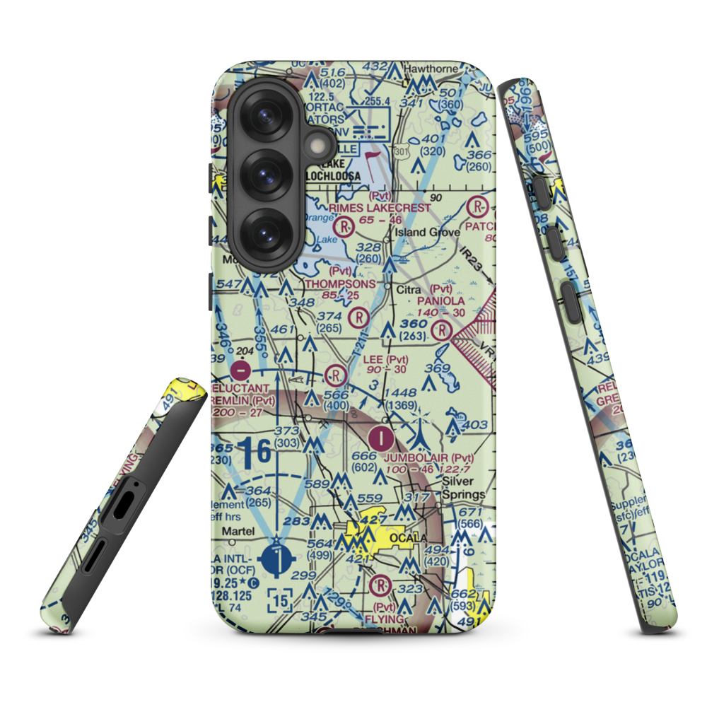 Wings-N-Wheels Airport (FA50) VFR Sectional Samsung Phone Case Samsung Galaxy S25 Plus model shown