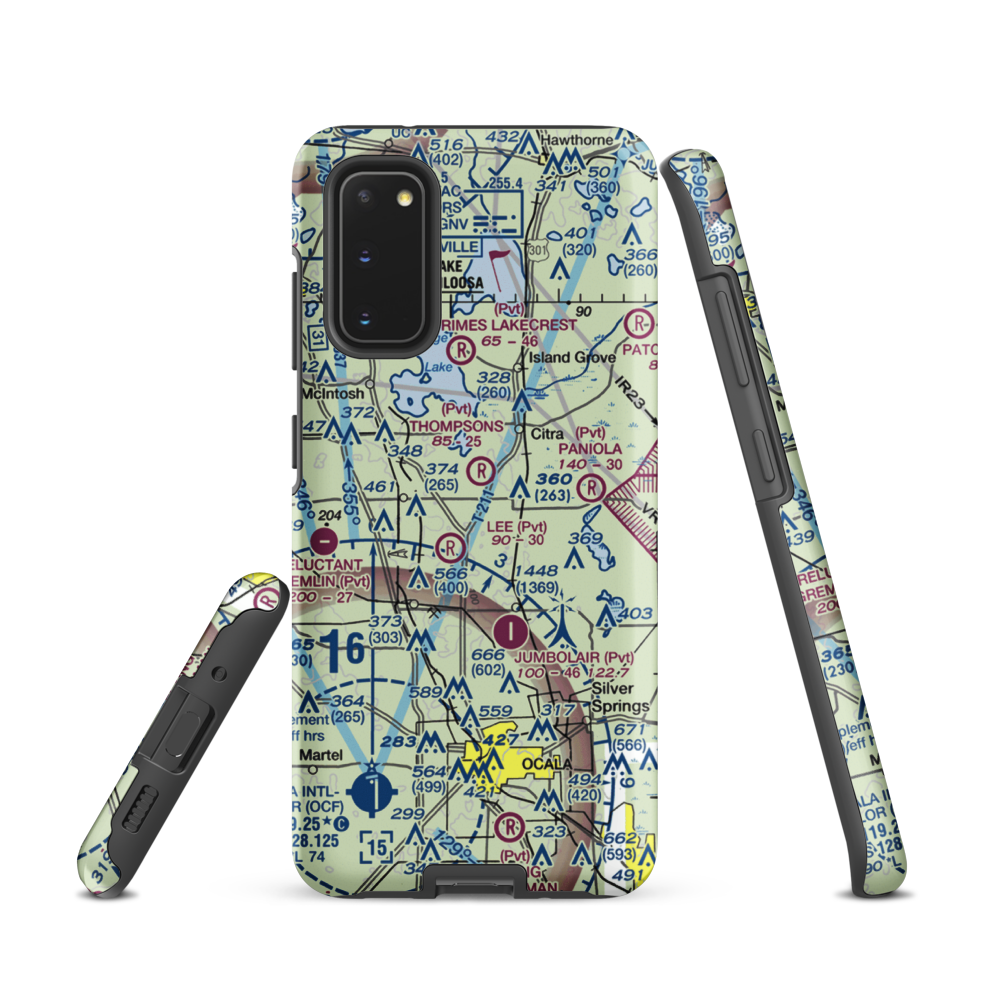 Wings-N-Wheels Airport (FA50) VFR Sectional Samsung Phone Case Samsung Galaxy S20 model shown