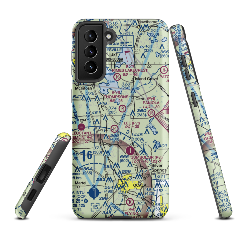 Wings-N-Wheels Airport (FA50) VFR Sectional Samsung Phone Case Samsung Galaxy S21 Plus model shown