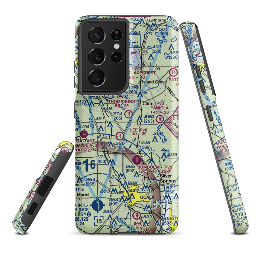 Wings-N-Wheels Airport (FA50) VFR Sectional Samsung Phone Case Samsung Galaxy S21 Ultra model shown