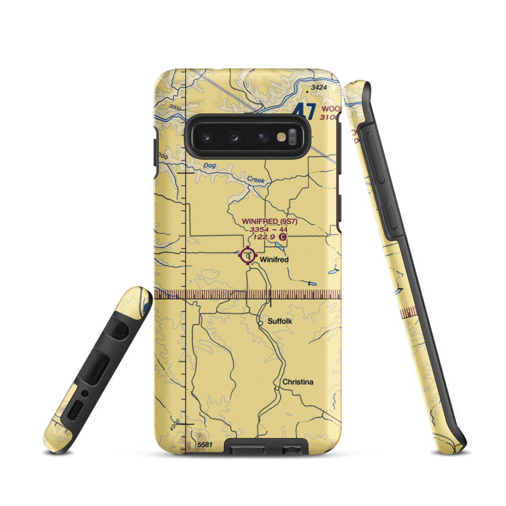Winifred Airport (9S7) VFR Sectional Samsung Phone Case Samsung Galaxy S10 model shown