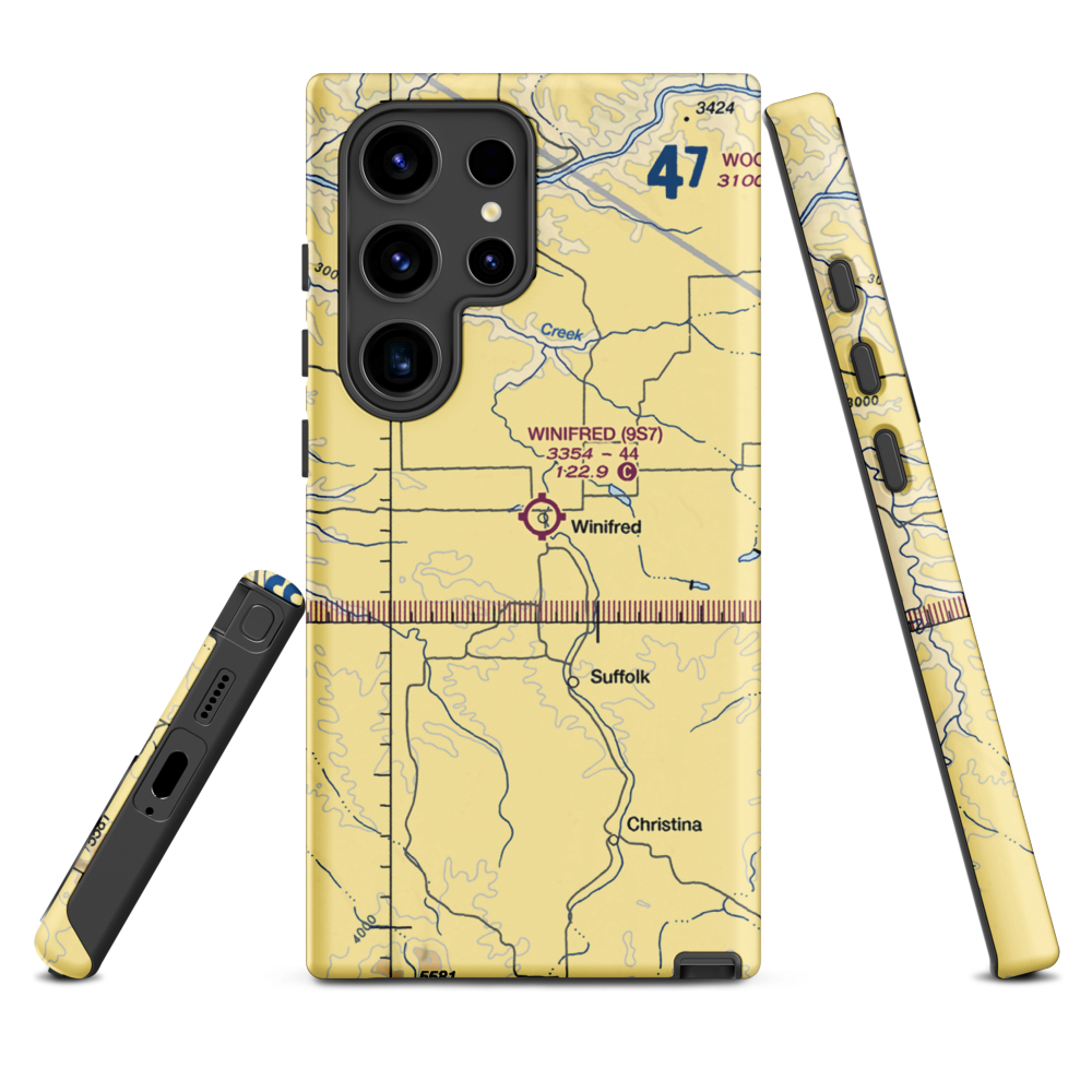 Winifred Airport (9S7) VFR Sectional Samsung Phone Case Samsung Galaxy S24 Ultra model shown
