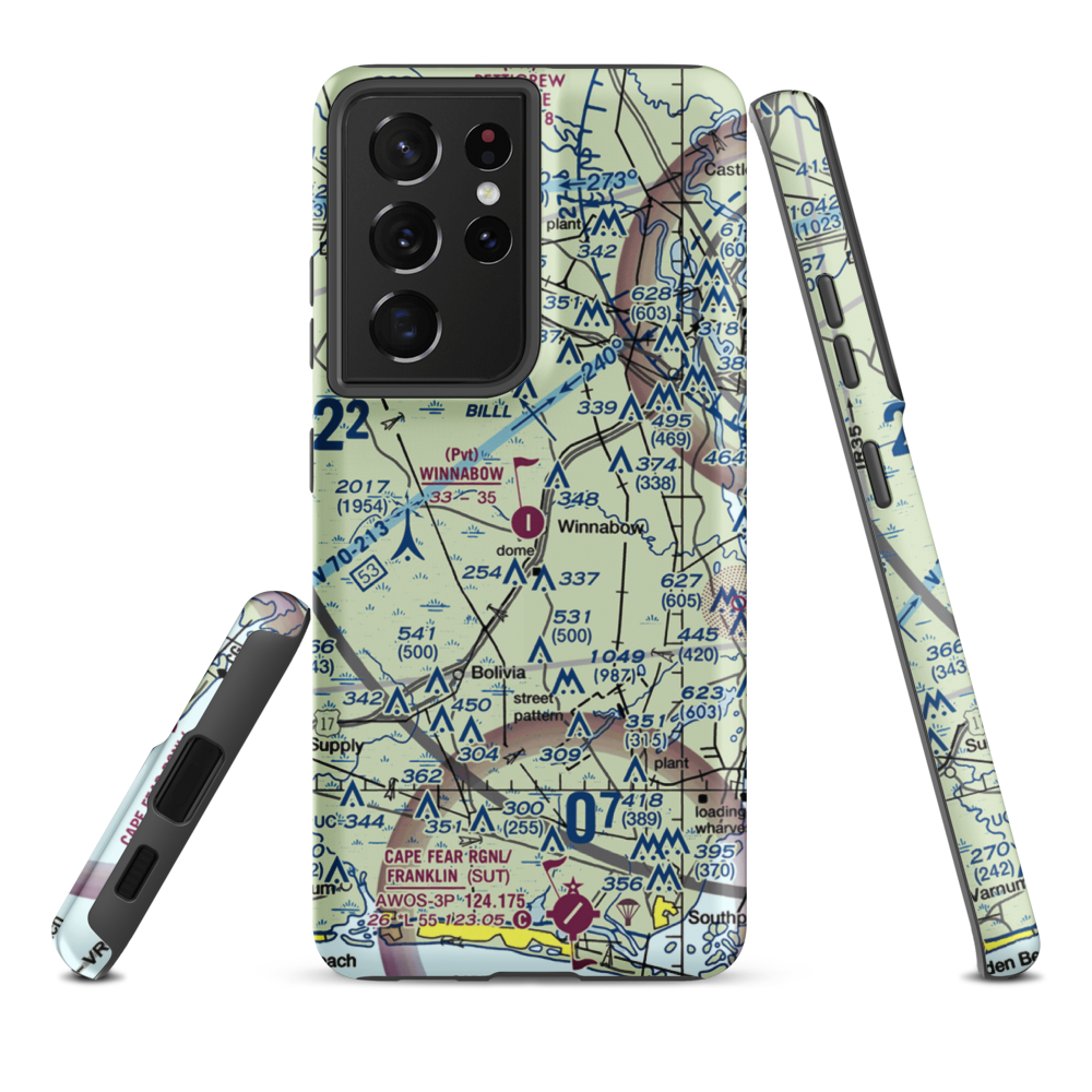 Winnabow Airport (77NC) VFR Sectional Samsung Phone Case Samsung Galaxy S21 Ultra model shown
