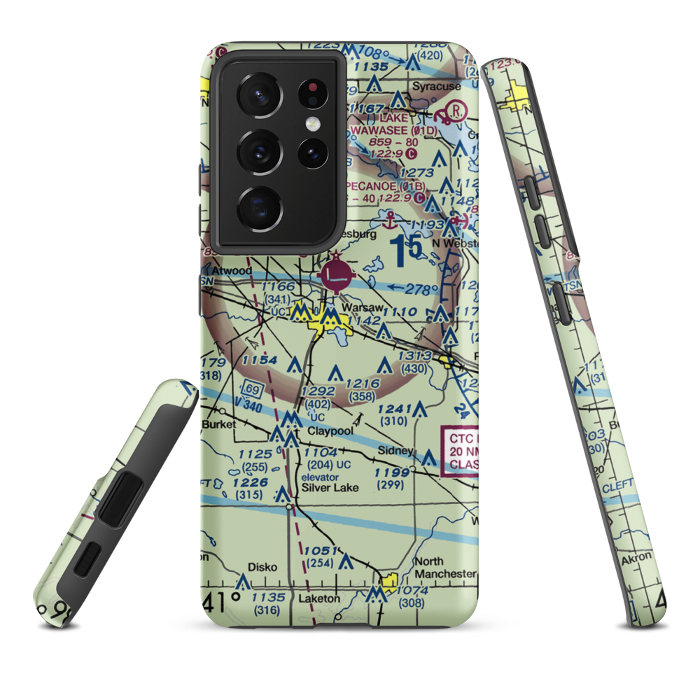 Winona Lake Seaplane Base (02D) VFR Sectional Samsung Phone Case Samsung Galaxy S21 Plus model shown