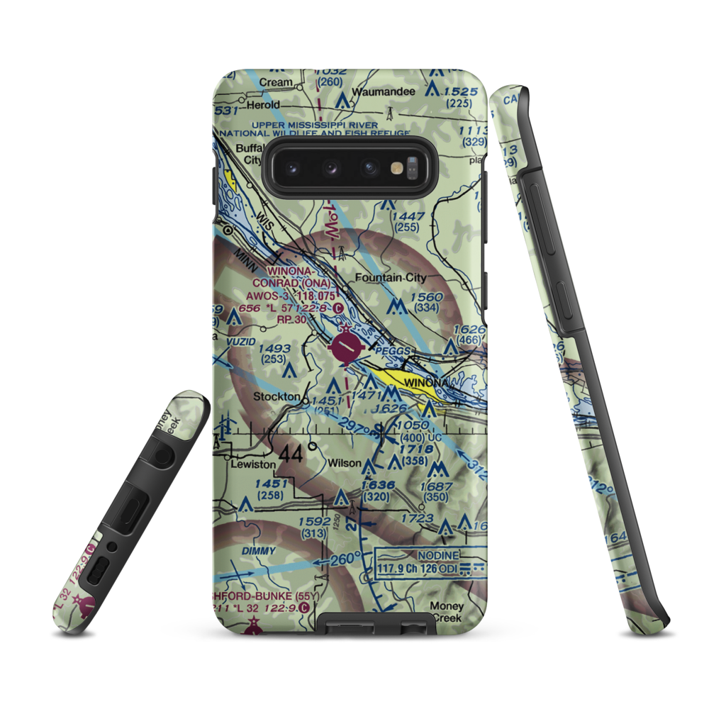 Winona Municipal-Max Conrad Field (ONA) VFR Sectional Samsung Phone Case Samsung Galaxy S10 Plus model shown