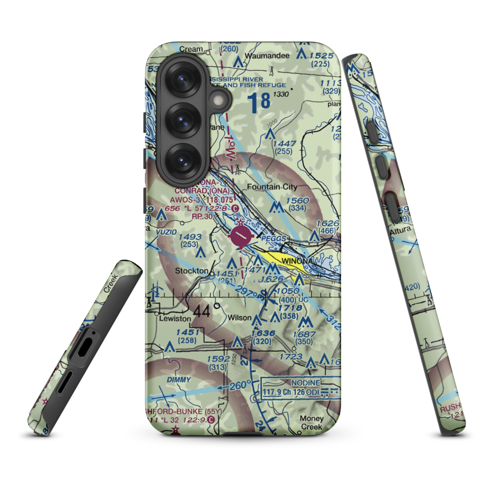 Winona Municipal-Max Conrad Field (ONA) VFR Sectional Samsung Phone Case Samsung Galaxy S25 Plus model shown