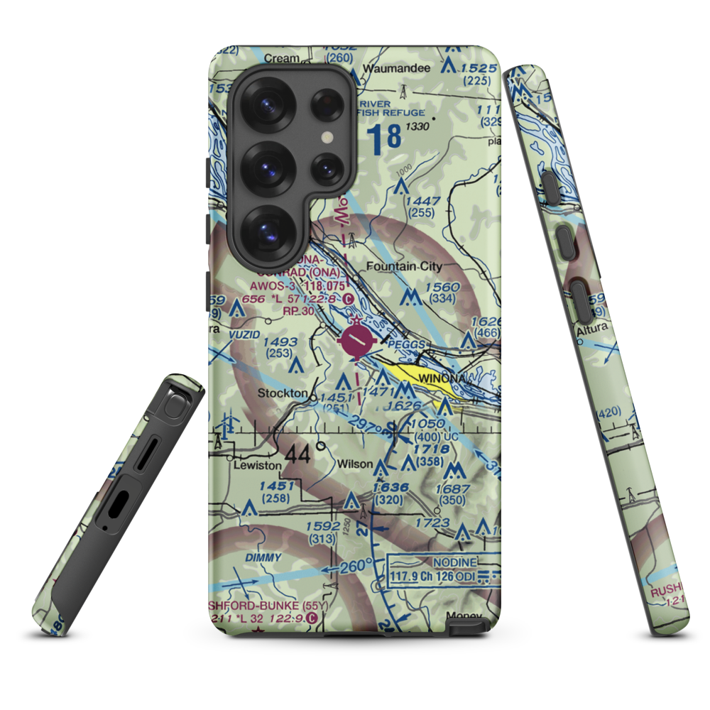 Winona Municipal-Max Conrad Field (ONA) VFR Sectional Samsung Phone Case Samsung Galaxy S25 Ultra model shown
