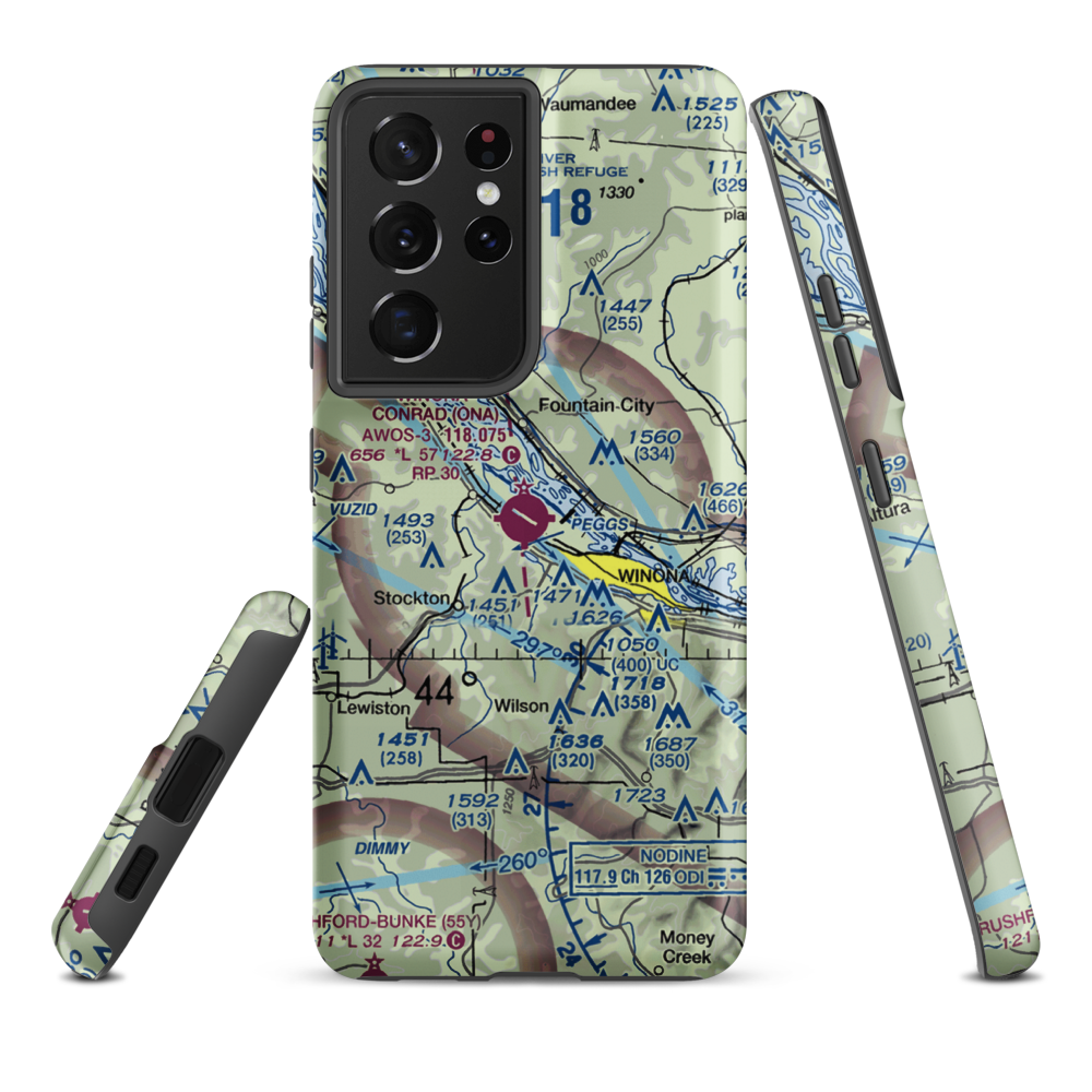 Winona Municipal-Max Conrad Field (ONA) VFR Sectional Samsung Phone Case Samsung Galaxy S21 Plus model shown