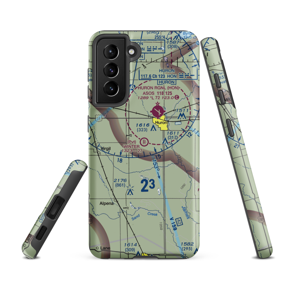 Winter Airfield (SD55) VFR Sectional Samsung Phone Case Samsung Galaxy S21 FE model shown