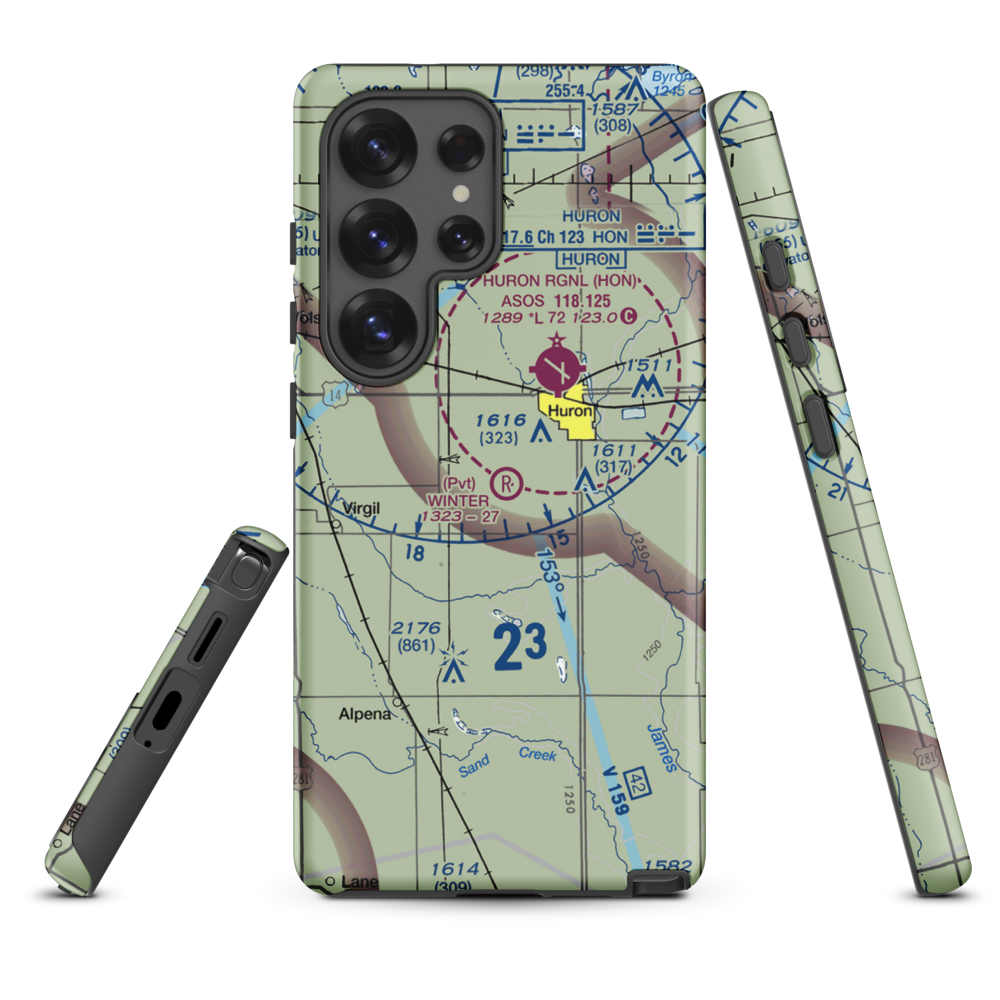 Winter Airfield (SD55) VFR Sectional Samsung Phone Case Samsung Galaxy S25 Ultra model shown