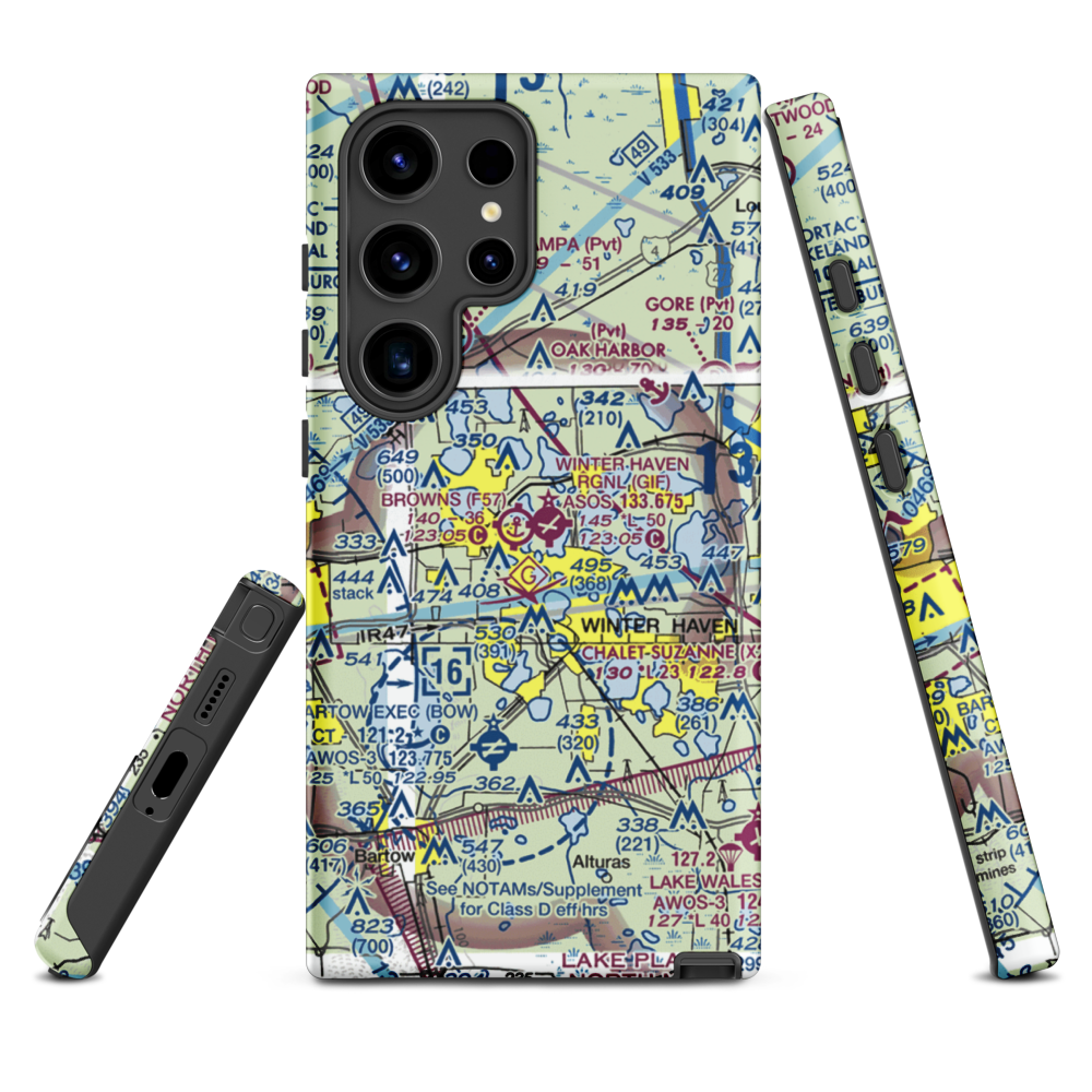 Winter Haven Regional Airport - Gilbert Field (GIF) VFR Sectional Samsung Phone Case Samsung Galaxy S24 Ultra model shown
