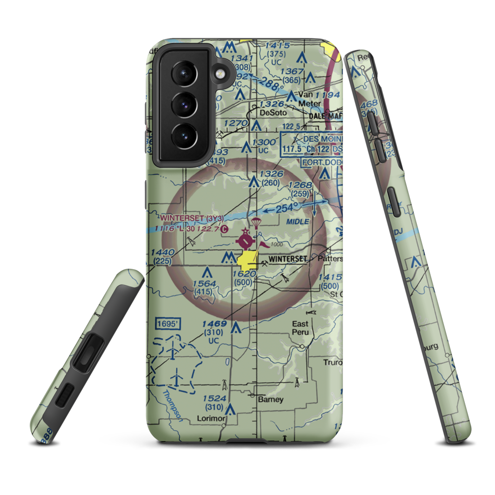 Winterset Madison County Airport (3Y3) VFR Sectional Samsung Phone Case Samsung Galaxy S21 FE model shown
