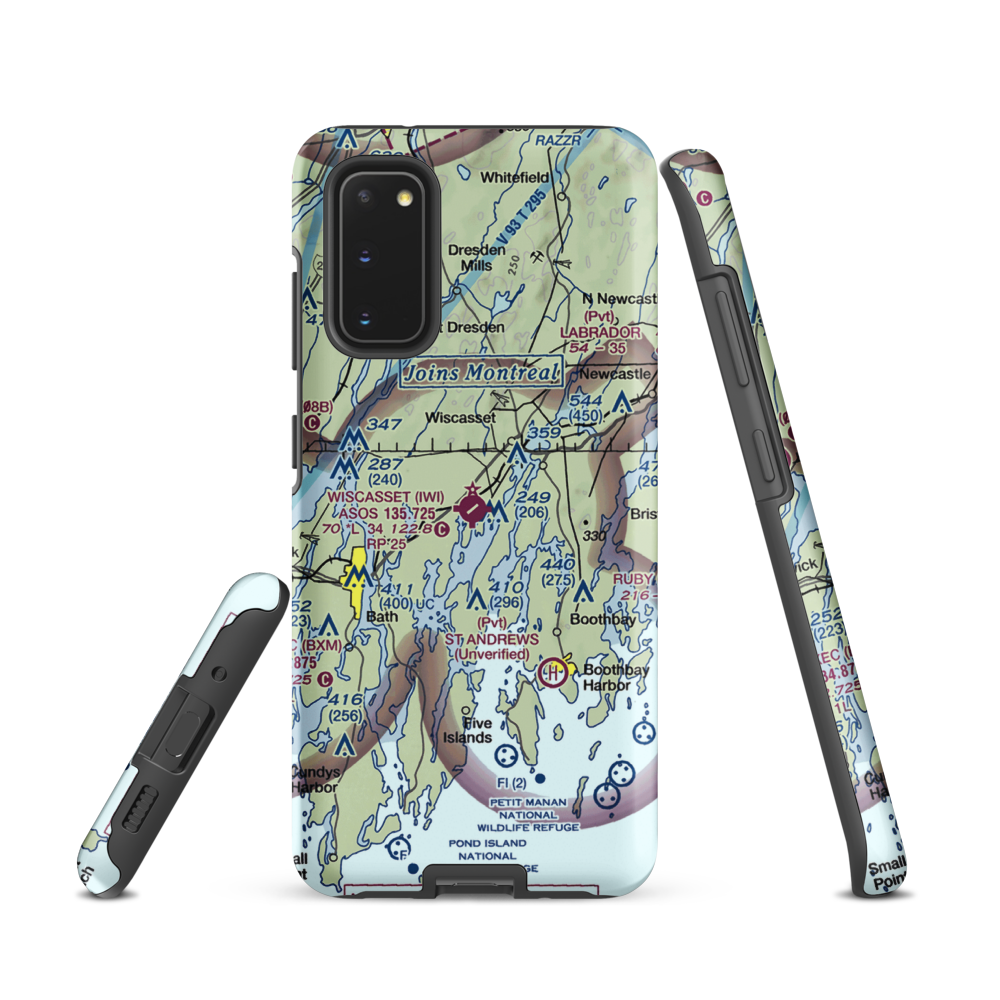 Wiscasset Airport (IWI) VFR Sectional Samsung Phone Case Samsung Galaxy S20 model shown