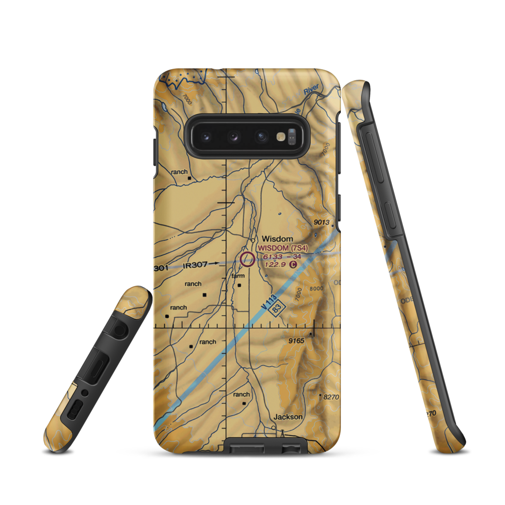 Wisdom Airport (7S4) VFR Sectional Samsung Phone Case Samsung Galaxy S10 model shown