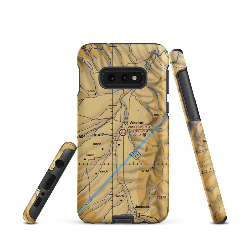 Wisdom Airport (7S4) VFR Sectional Samsung Phone Case Samsung Galaxy S10e model shown