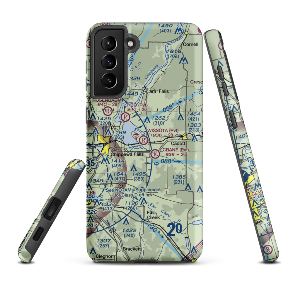 Wissota Airport (4WI0) VFR Sectional Samsung Phone Case Samsung Galaxy S21 Plus model shown