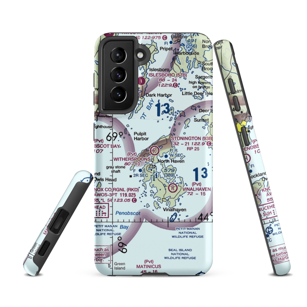 Witherspoons Airport (ME41) VFR Sectional Samsung Phone Case Samsung Galaxy S21 FE model shown