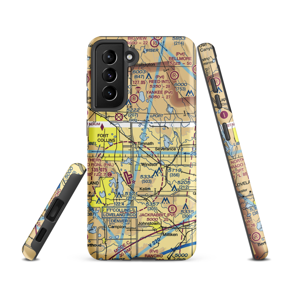 Wkr Airport (65CO) VFR Sectional Samsung Phone Case Samsung Galaxy S21 model shown