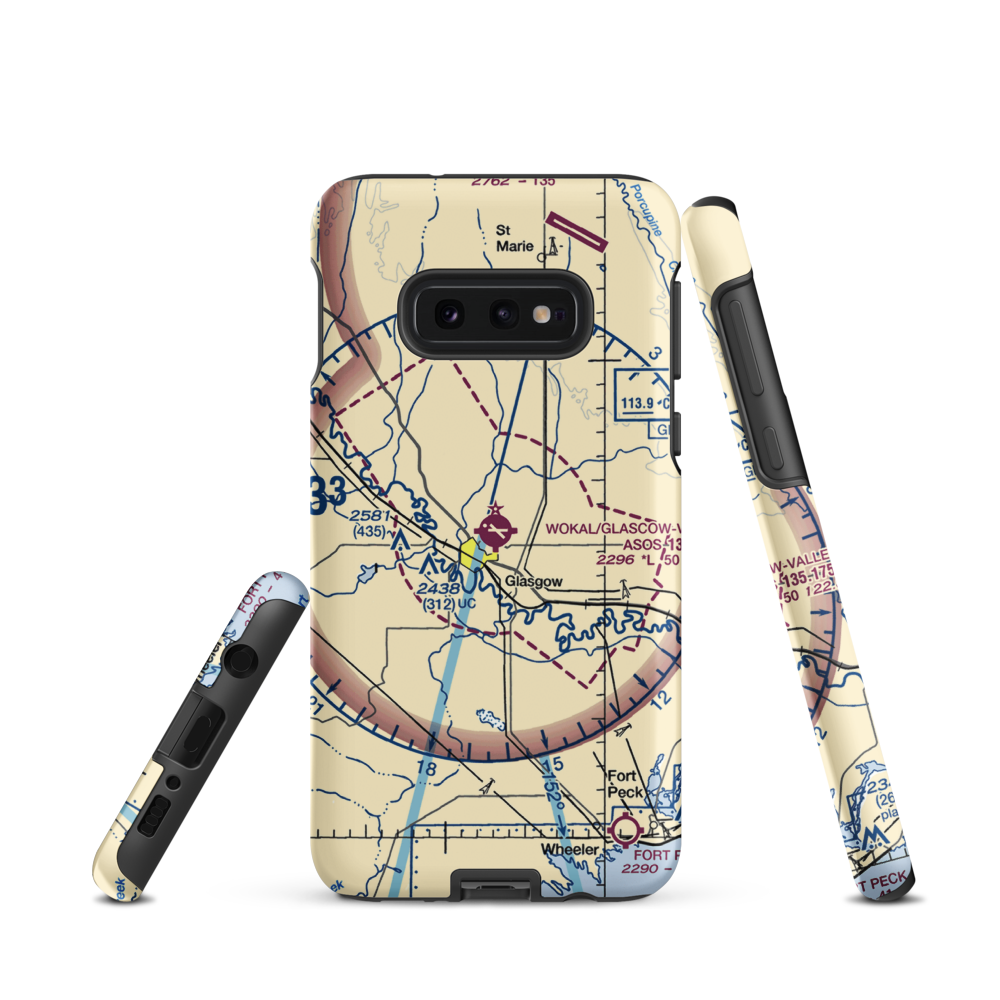 Wokal Field/Glasgow-Valley County Airport (GGW) VFR Sectional Samsung Phone Case Samsung Galaxy S10 Plus model shown