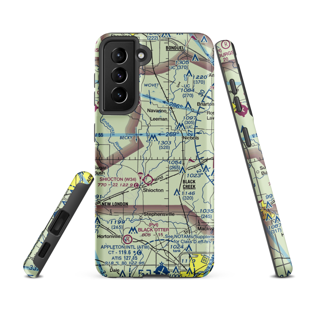 Wolf River Landing Strip (8WI5) VFR Sectional Samsung Phone Case Samsung Galaxy S21 FE model shown