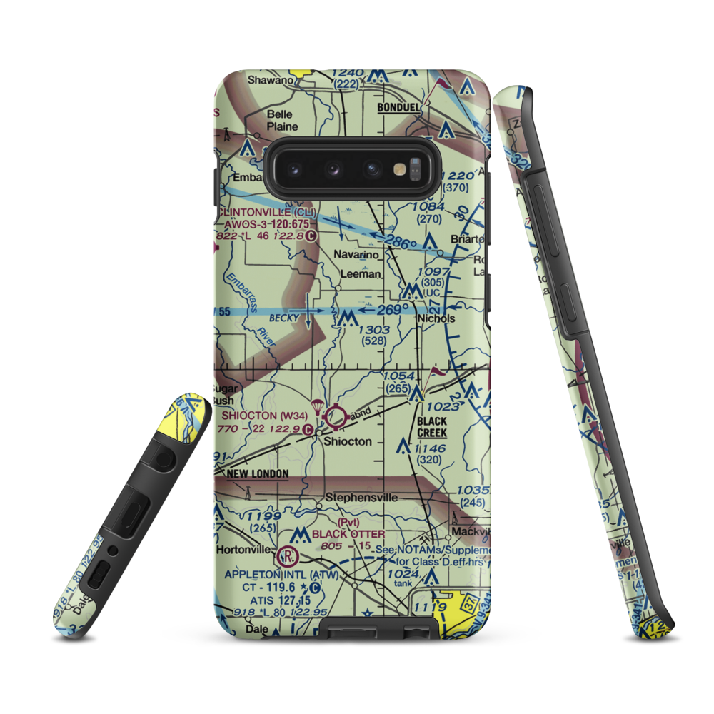 Wolf River Landing Strip (8WI5) VFR Sectional Samsung Phone Case Samsung Galaxy S10 Plus model shown
