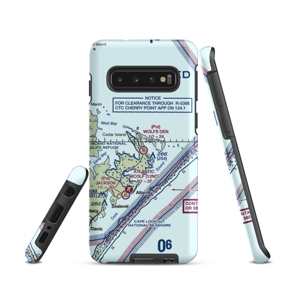 Wolf's Den Airport (NC17) VFR Sectional Samsung Phone Case Samsung Galaxy S10 model shown