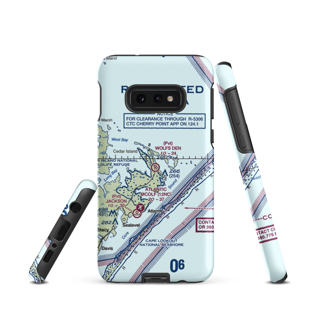 Wolf's Den Airport (NC17) VFR Sectional Samsung Phone Case Samsung Galaxy S10e model shown