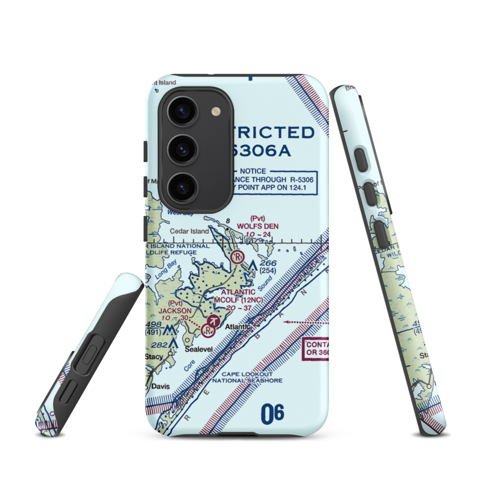 Wolf's Den Airport (NC17) VFR Sectional Samsung Phone Case Samsung Galaxy S23 model shown