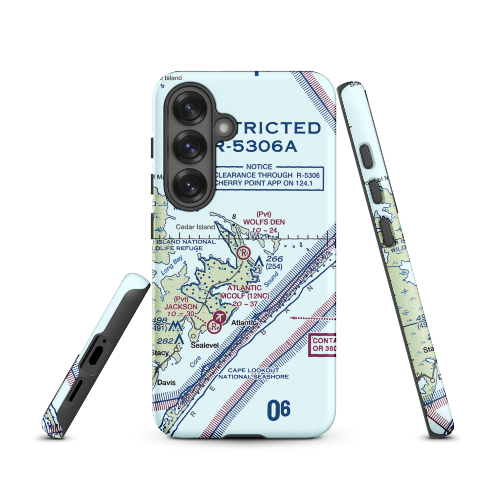 Wolf's Den Airport (NC17) VFR Sectional Samsung Phone Case Samsung Galaxy S25 model shown