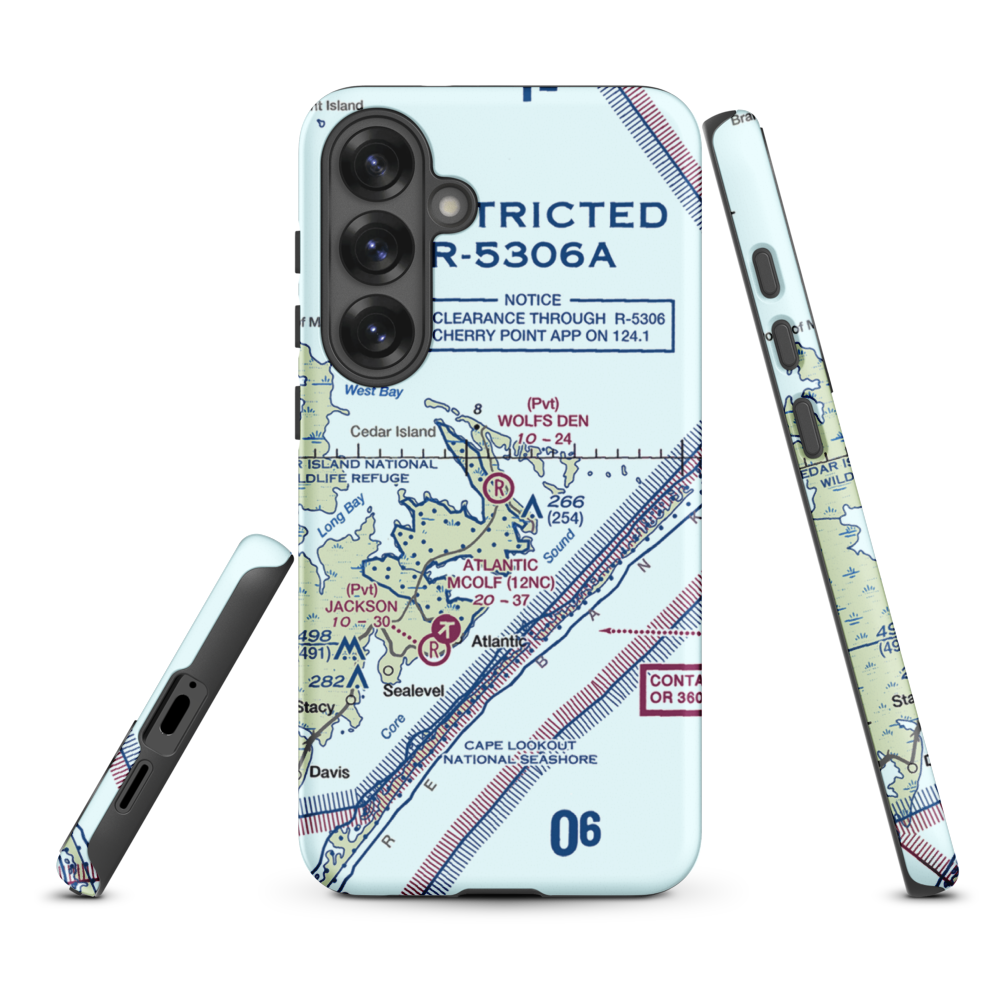Wolf's Den Airport (NC17) VFR Sectional Samsung Phone Case Samsung Galaxy S25 Plus model shown