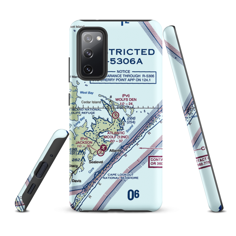 Wolf's Den Airport (NC17) VFR Sectional Samsung Phone Case Samsung Galaxy S20 FE model shown