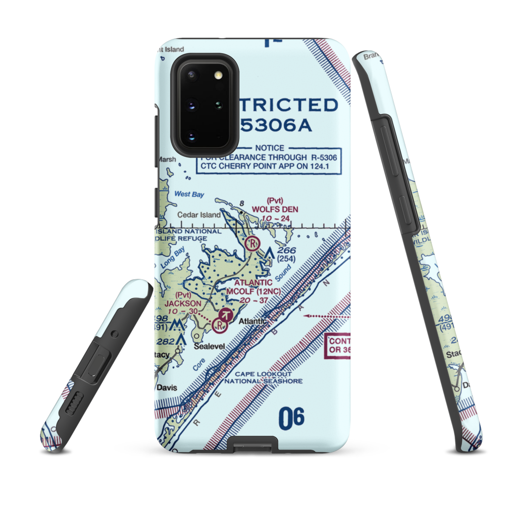 Wolf's Den Airport (NC17) VFR Sectional Samsung Phone Case Samsung Galaxy S20 Plus model shown