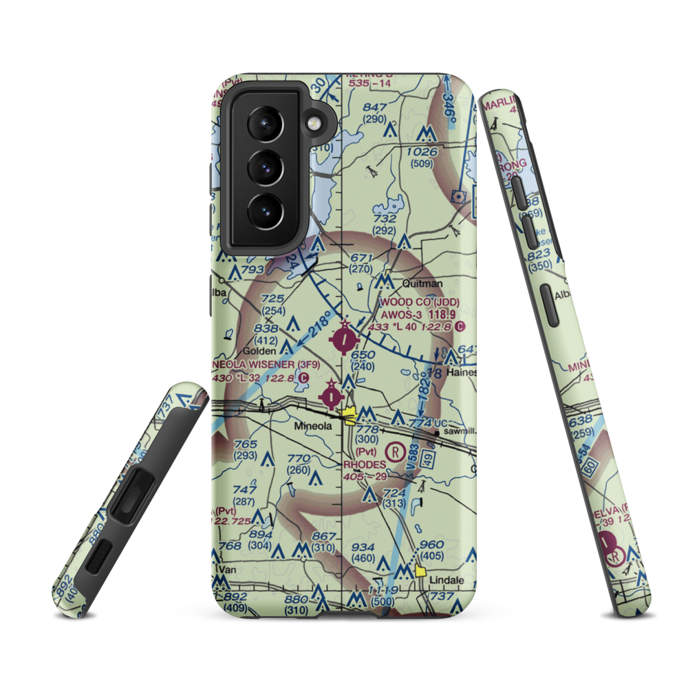 Wood County Airport (JDD) VFR Sectional Samsung Phone Case Samsung Galaxy S21 FE model shown