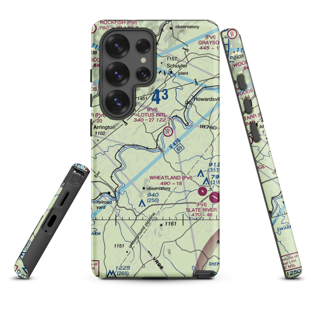 Wood Farm Airport (4VA0) VFR Sectional Samsung Phone Case Samsung Galaxy S25 Ultra model shown
