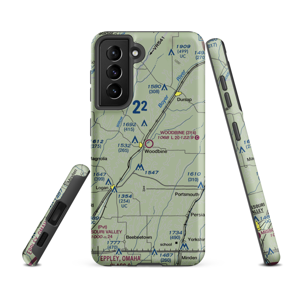 Woodbine Municipal Airport (3Y4) VFR Sectional Samsung Phone Case Samsung Galaxy S21 FE model shown