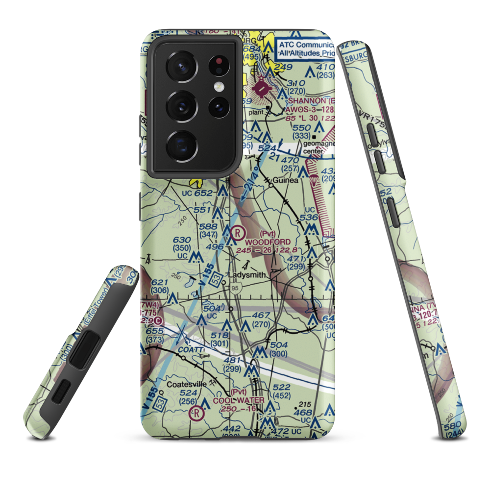 Woodford Airpark (20VA) VFR Sectional Samsung Phone Case Samsung Galaxy S21 Ultra model shown