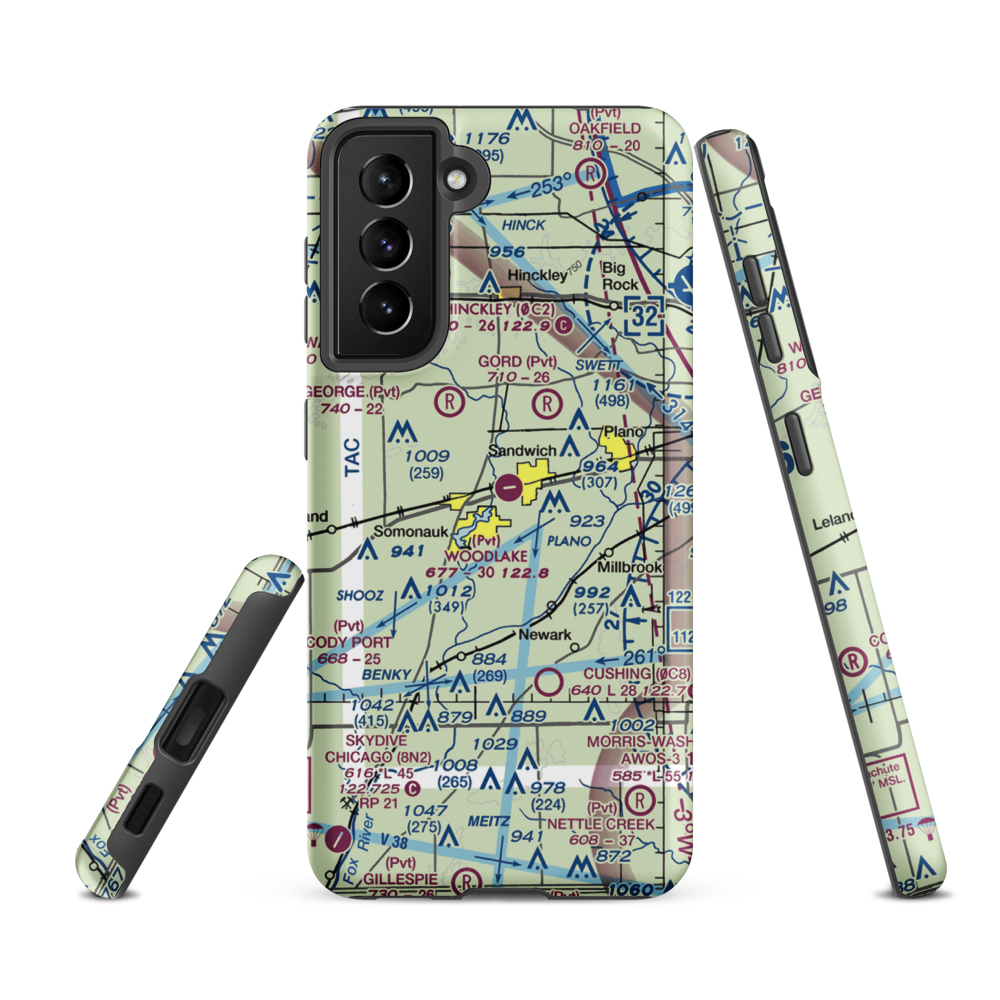 Woodlake Landing Airport (IS65) VFR Sectional Samsung Phone Case Samsung Galaxy S21 FE model shown